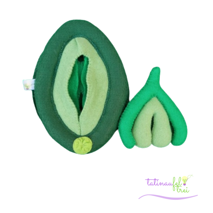 .Vulva de Feltro Didática Verde Escuro e Verde Claro 15cm