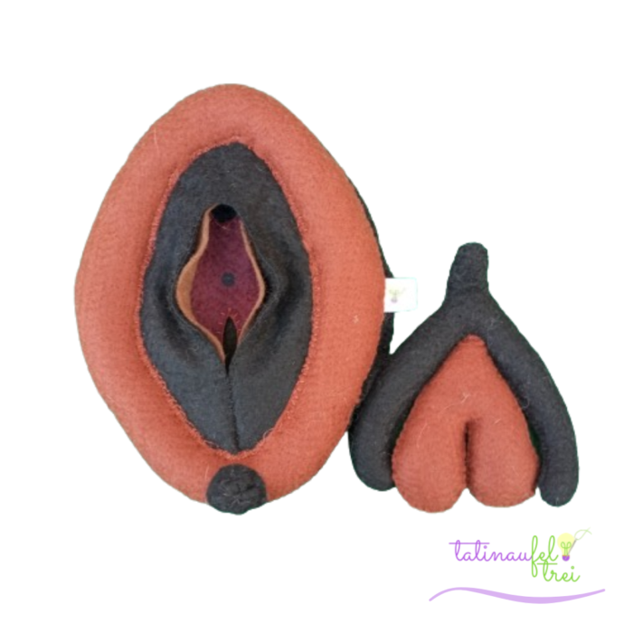 .Vulva de Feltro Didática Marrom e Preto 15cm