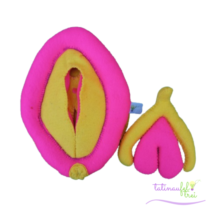 .Vulva de Feltro Didática Rosa e Amarelo 15cm