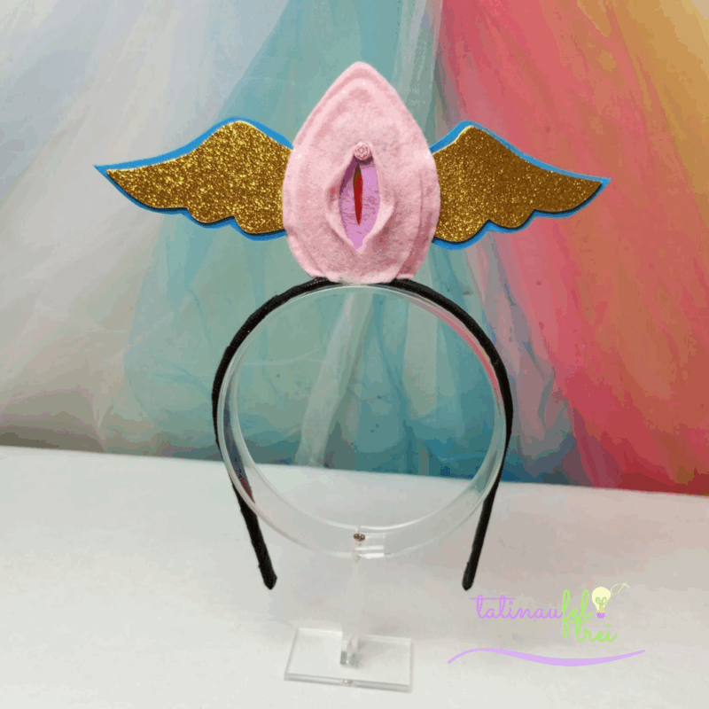 Tiara Vulva Livre  - Vulva Rosa com asa dourada